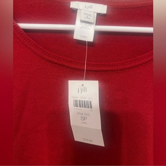 PETITE SMALL J Jill true Red Scoop Neck
Lightweight Ribbed Sides Sweater - Picture 4 of 16